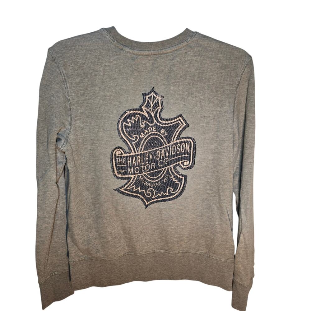 Harley Davidson Authentic Womens Sweatshirt with Large Logo Gray Size Small Euc